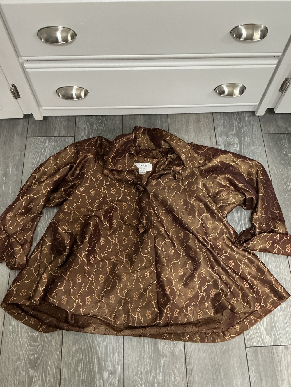 An Ren Rosette Button Flare Swing Shirt Jacket One Size